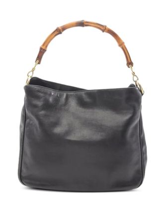 Gucci Bamboo leather handbag - women - Calf Leather/Bamboo/Leather - One Size - Black