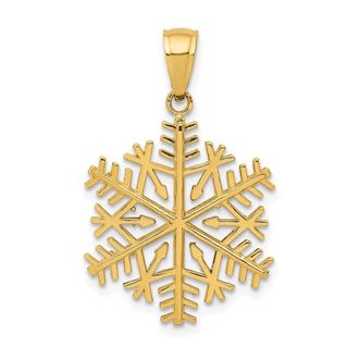 Diamond2Deal 10k Yellow Gold Polished Snowflake Pendant