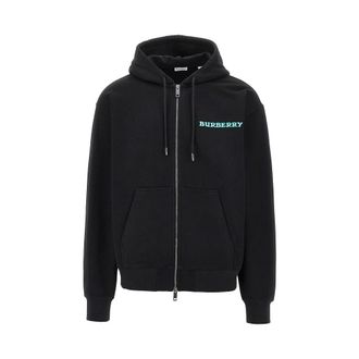 Burberry Heritage Logo katoenen zip-hoodie - Heren - Sweatshirts & Hoodies - Zwart - Maat: XL Katoen