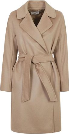 Max Mara Omslagjas - Dames - Jas met riem - Beige - M - Wol - Jassen