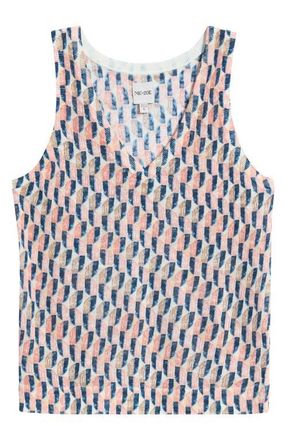 Nic+Zoe Print Ramie Blend Sweater Tank in Pink Multi at Nordstrom, Size Xx-Large