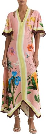 Reiss Flossy Floral Print Midi Dress in Pink at Nordstrom, Size 6 Us