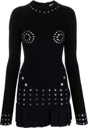 Off-white Black Pleated Viscose Mini Dress