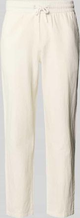 Blend Hose aus Baumwoll-Leinen-Mix mit elastischem Bund in Offwhite, Gr&ouml;&szlig;e 3XL