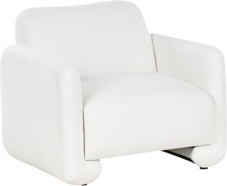 Beliani Beliani - Fabric Armchair Polyester Upholstery Wide Backrest Armrests Living Room Furniture Retro White Saland