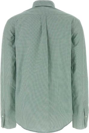 Miu Miu Womens Embroidered Poplin Shirt Green Cotton