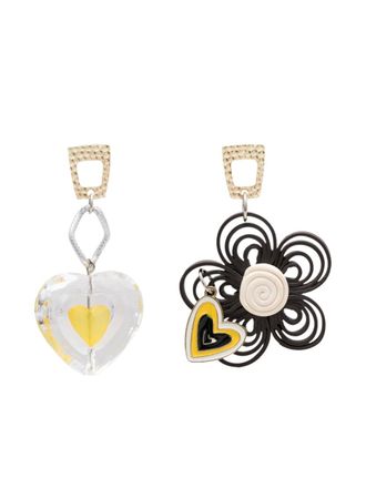 Amir Slama heart-charm drop earrings - Multicolour