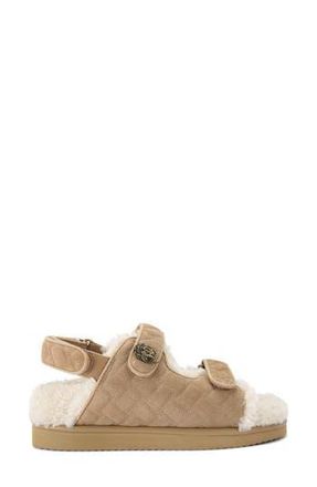 Kurt Geiger Orson Genuine Shearling Slingback Sandal in Dark Beige at Nordstrom Rack, Size 7.5Us / 38Eu