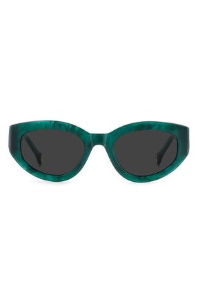 Carolina Herrera Her 52mm Gradient Oval Sunglasses in Green Marble Black/Grey at Nordstrom