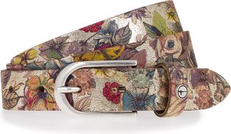 Tamaris Lederg&uuml;rtel TAMARIS, Damen, Gr. 11,5, bunt (gold, mutli), Rindsleder, G&uuml;rtel Lederg&uuml;rtel, stilvolles Leo-Muster, hochwertiges Rindleder mit Vintage-Fi