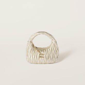 Miu Miu Wander Matelass&eacute; Nappa Leather Hobo Bag, Woman, Pyrite