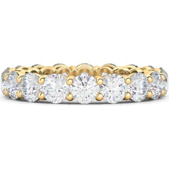 HauteCarat Lab Created Diamond Single Prong 18K Gold Eternity Band Ring in Yellow Gold at Nordstrom, Size 6.5