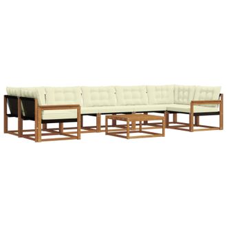 vidaXL Conjunto De Sof&aacute;s De Exterior Con Coj&iacute;n 8 Pcs Natural Y Crema Vidaxl