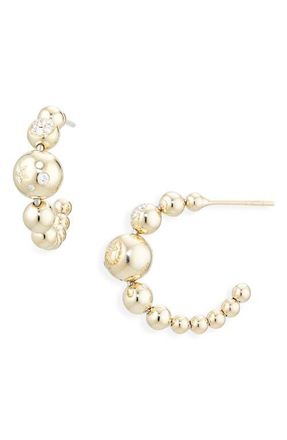 Eden Presley Small Beaded 14K Gold Huggie Hoop Earrings in Metallic Gold at Nordstrom