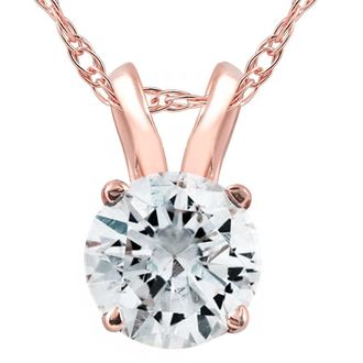 Pompeii3 1/2 Ct Lab Grown Solitaire Diamond Pendant 14k Rose Gold Necklace