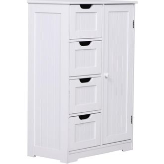 Kleankin Kleankin - Mobile da Bagno 4 Cassetti 1 Armadietto Ripiano Regolabile a 3 Altezze