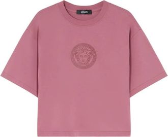Versace Medusa Cotton Crop T-Shirt, Brand Size 44 ( US Size 8 )