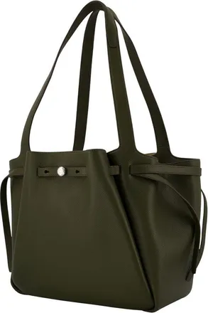 Tory Burch Womens Romy Shopper Bag - Tory Burch Leather Green Calfskin Totes-Shopping-Bags