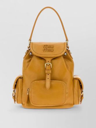 Miu Miu leather bucket backpack top handle design