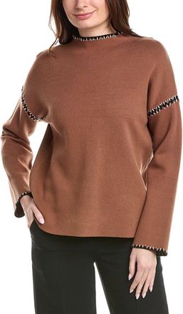 T Tahari Novelty Embroidery Stitch Pullover