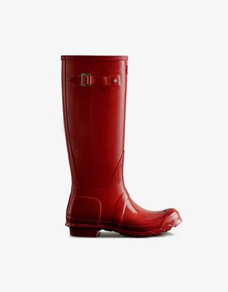 Hunter Womens Hunter ORIGINAL TALL Womens Wellies Military Red Gloss - Size: 5