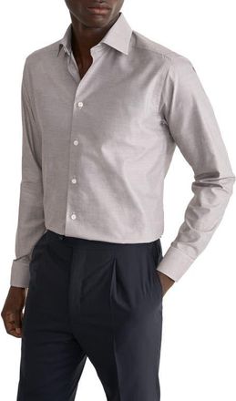 Eton Contemporary Fit End on End Cotton Shirt in Medium Brown at Nordstrom, Size 16.5