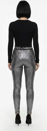 Dolce & Gabbana Womens Gray Polyester Leggings Clothing