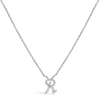 House of Brilliance 14K Yellow Gold Diamond Accent K Initial Script Style Pendant Necklace