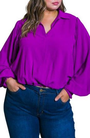 Flying Tomato Solid Collared Top in Violet at Nordstrom Rack, Size 2 X