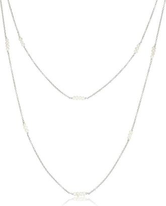 Lily & Roo Solid White Gold Layered Mini Pearl Necklace