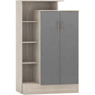 Seconique Nevada Petite Open Shelf Wardrobe Grey Gloss and Oak Effect