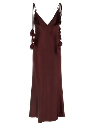 Self Portrait Satin Crossover Dress - Burgundy