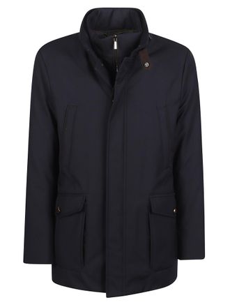 Moorer Navy Blue High-neck Jacket