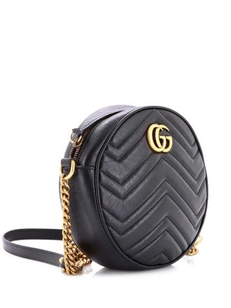 Gucci GG Marmont Round Shoulder Bag Matelasse Leather Mini crossbody bag - Black