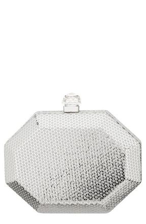 Nina Octagonal Minaudi&egrave;re Frame Clutch in Silver at Nordstrom
