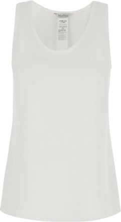 Max Mara Pavido Tanktop met geborduurd logo - Dames - Tops zonder mouwen - Wit - 3XS - Denim - Tops