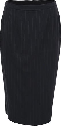 Giorgio Armani Pinstripe Midi Pencil Skirt in Navy Blue Wool