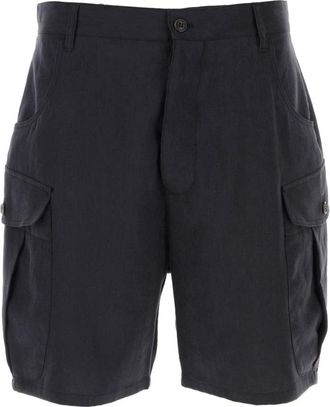 Giorgio Armani Casual Shorts - Heren - Korte Broeken - Blauw - 4XL - Linnen - Korte Broeken