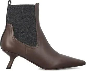 Brunello Cucinelli Brown Leather Chelsea Womens Boots