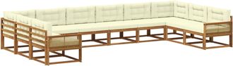 vidaXL Conjunto De Sof&aacute;s De Exterior 10 Uds. Natural Y Crema Vidaxl