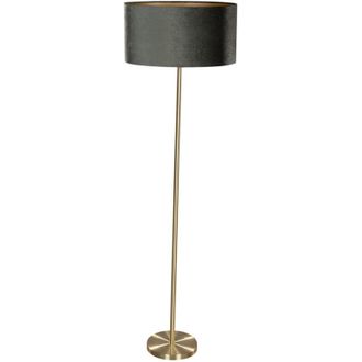 QAZQA Moderno L&aacute;mpara De Pie De Lat&oacute;n Con Pantalla De Terciopelo Ovalada Verde 50 Cm - Simplo Acero /terciopelo /textil Alargada /ovalada Adecuado Para Led 