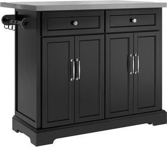 SoBuy Sobuy Carro De Cocina Negro Con 2 Cajones Carro De Cocina Plegable Con Gran Capacidad De Almacenamiento Carro De Cocina Con Tablero De Mdf Para Espaci