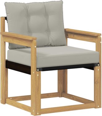 vidaXL Sof&aacute; De Exterior Madera Maciza De Acacia Y Textileno Blanco Vidaxl