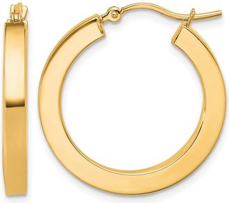 Diamond2Deal 10k Gold 3mm Polished Square Shape Hoop Earrings