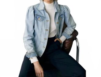 Lascana Puff Sleeve Denim Jacket In Blue Washed