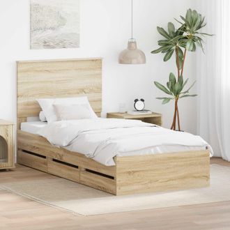 vidaXL Estructura De Cama Roble Sonoma 100 X 200 Cm Madera Ingenieril Vidaxl