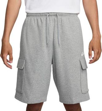 Nike Mens Club Cargo Shorts - White/Dark Grey Heather/Light Smoke Grey Size XXL
