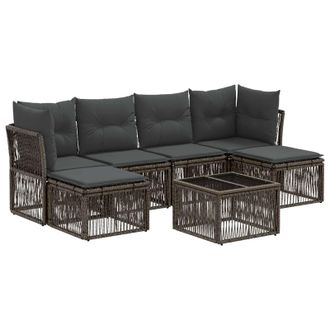 vidaXL Conjunto De Sof&aacute;s De Jard&iacute;n 7 Pcs Gris Rat&aacute;n Sint&eacute;tico Vidaxl