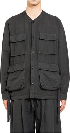 maharishi Light Jackets, male, Black, XL, Black Hemp Cargo Overshirt