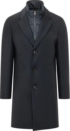 HUGO BOSS H-Hyde Bib Coat - Heren - Mantel - Blauw - XL - Wol - Jassen